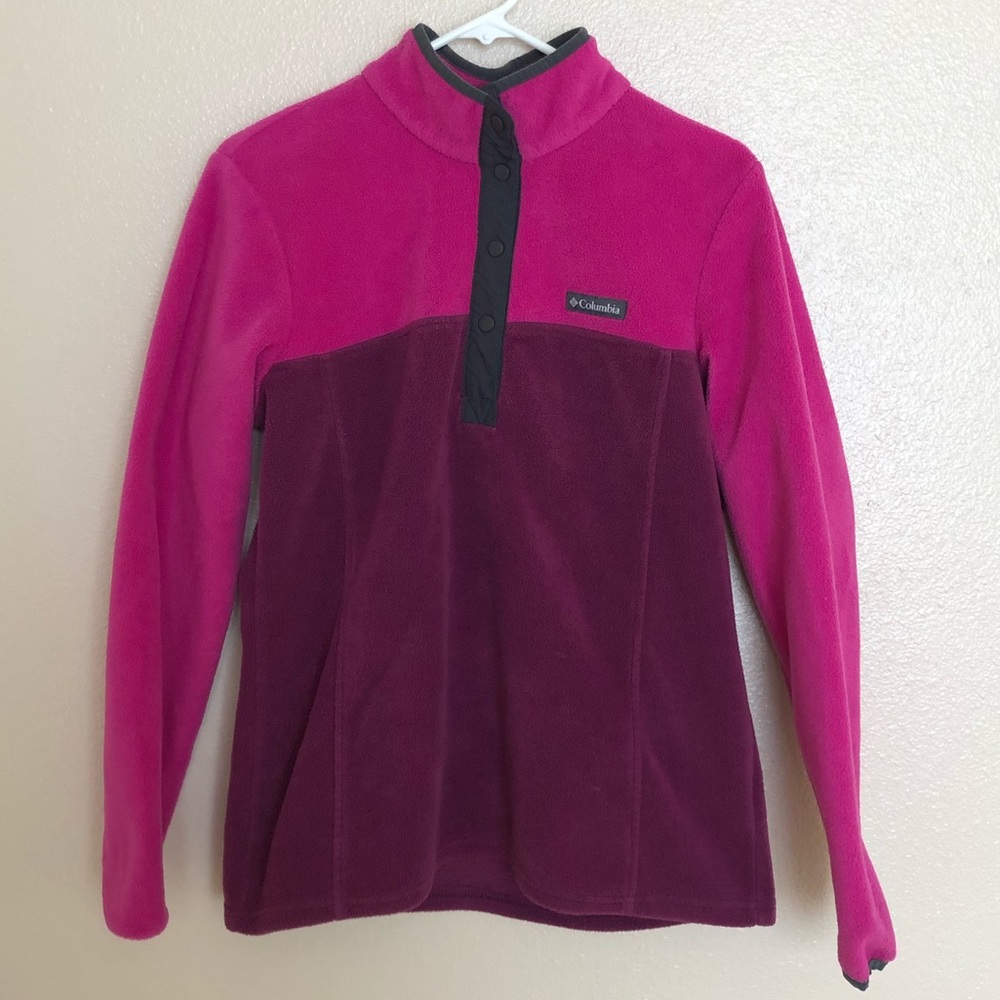 COLUMBIA WOMENS PULLOVER SIZE MEDIUM PINK PURPLE BUTTON UP PATAGONIA